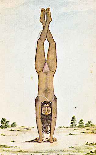 Posture de yoga sur la tête